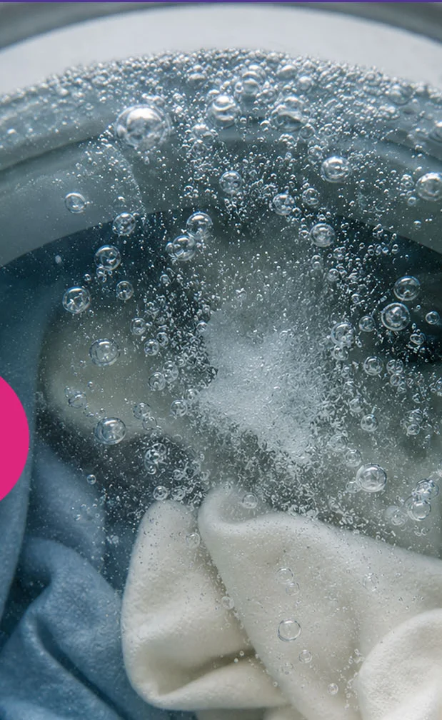 Laundry washing in sudsy water